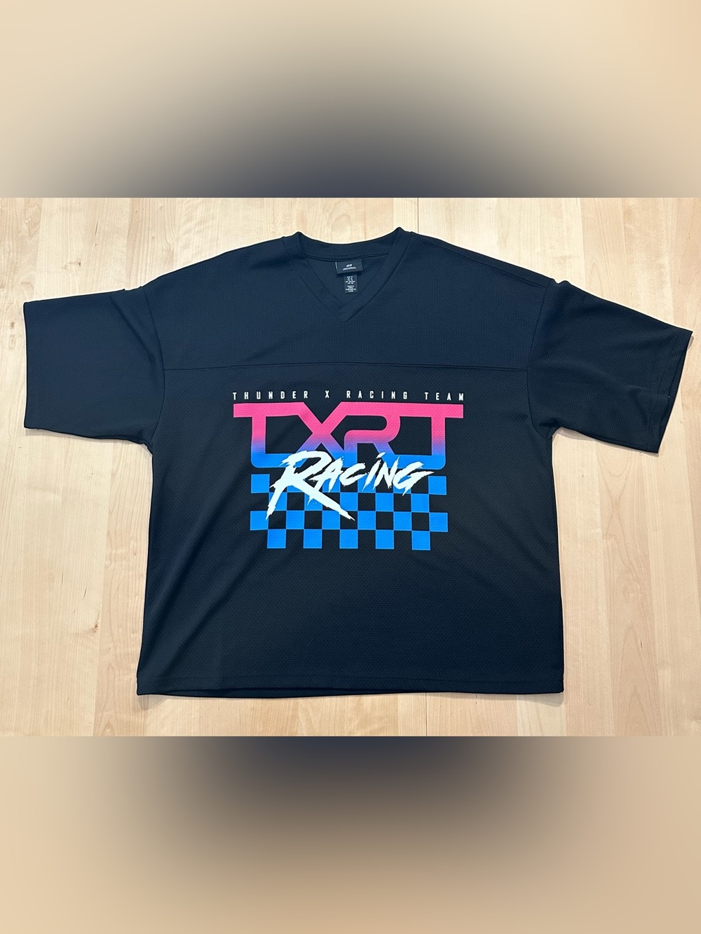 H&M OVERSIZED PRINTED MESH T-SHIRT XL